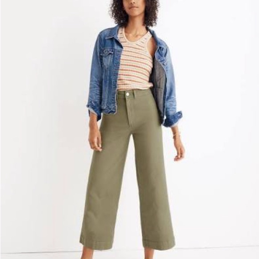 Madewell Emmett Wide Leg Crop Pants in Distant Surplus